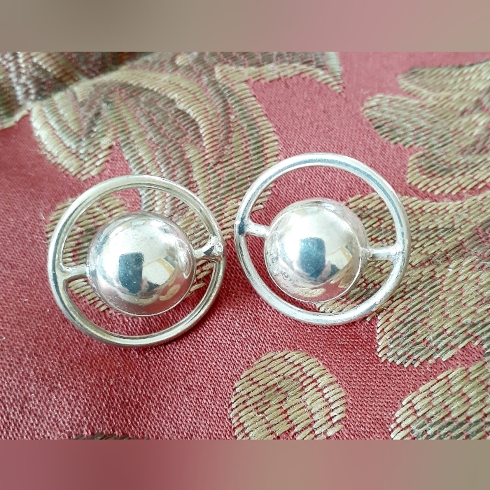 Sterling Silver Circular Earrings - image 2